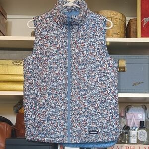 Lands' End Mini Ditsy Floral Puffer Vest Size Small